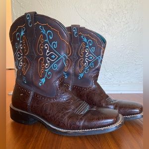 Ariat Fatbaby 10004812 16863 embossed Western leather Cowboy boots size:9.5